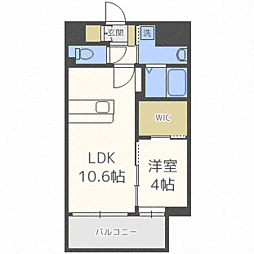 ＬＩＢＴＨ高宮ＩＩＩ 4階1LDKの間取り