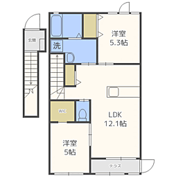 Ｄｉｅ　Ｓｏｎｎｅ（ディ　ゾンネ） 2階2LDKの間取り