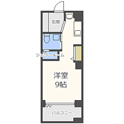 ＷｅｌｌＢｒｉｇｈｔＫＳＵ 3階ワンルームの間取り