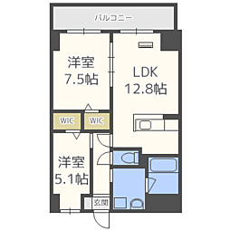 ＴＨＹＭＥ 6階2LDKの間取り