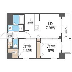 Ｓ−ＲＥＳＩＤＥＮＣＥ名島 1階2LDKの間取り