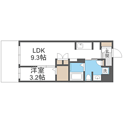 リーベル博多駅前 1LDKの間取図画像