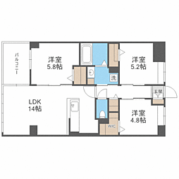 APエルテージ地行 3LDKの間取図画像