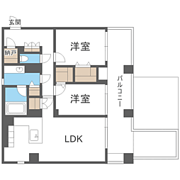 FIRSTAVENUEOHORI 2LDKの間取図画像