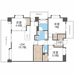 アクタス博多グランミライ 3LDKの間取図画像
