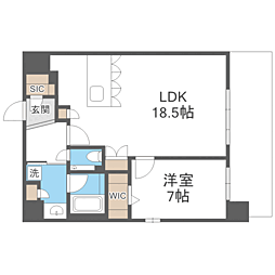 S-RESIDENCE大手門awesome 1LDKの間取図画像