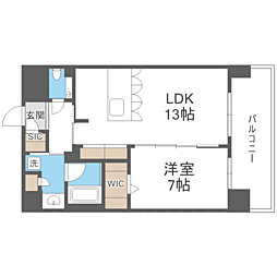 S-RESIDENCE大手門awesome 1LDKの間取図画像