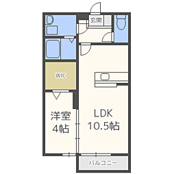 アルヴェール富士見 1LDKの間取図画像