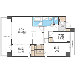 福岡市早良区百道1丁目マンション 3LDKの間取図画像