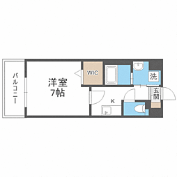 エンクレスト天神WEST 1Kの間取図画像