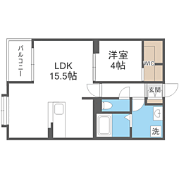 レトワール今川 1LDKの間取図画像