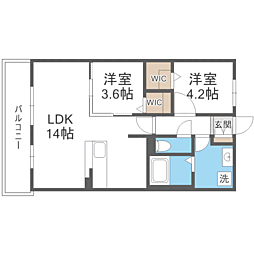 レトワール今川 2LDKの間取図画像