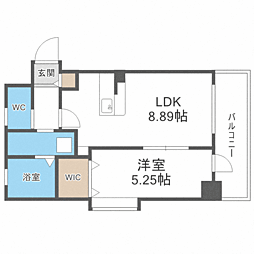 ラシュール・イン大橋南 1LDKの間取図画像