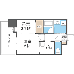 エンクレスト博多駅前ART 2Kの間取図画像