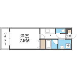 レジディア博多2 1Kの間取図画像