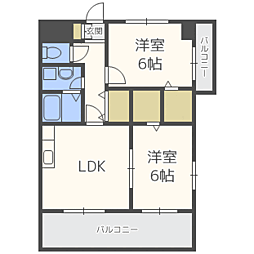 イーストフルハウス 2DKの間取図画像