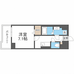 ドゥバーグ渡辺通 1Kの間取図画像