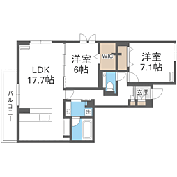 Sinfaria六本松 2LDKの間取図画像