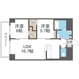 博多グランドレジデンス 2LDKの間取図画像