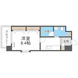OrchidResidence上呉服 1Kの間取図画像