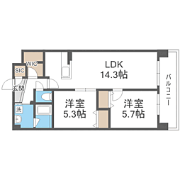 GRANDRESIDENCE高宮 2LDKの間取図画像