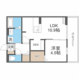 ベルフィオーレ姪浜 1LDKの間取図画像