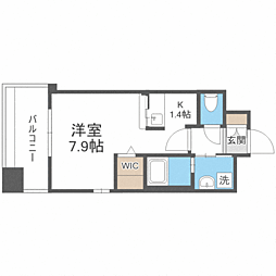 エンクレスト姪浜 1Kの間取図画像