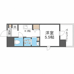 パグーロ西新南 1Kの間取図画像
