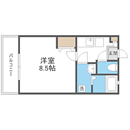 クレフラスト三宅 1Kの間取図画像