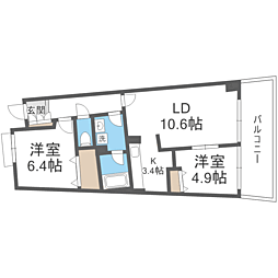 アイランドシティインフィニガーデンE棟 2LDKの間取図画像