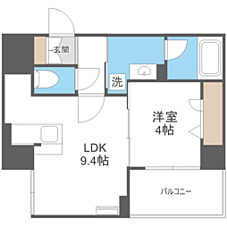 Kyokuyouモダンベース天神 1LDKの間取図画像