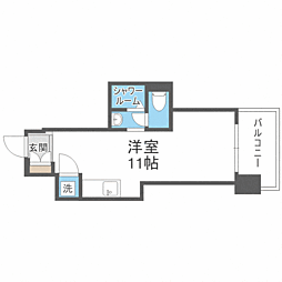 レジディア西新 ワンルームの間取図画像