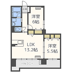 キルンズ博多駅南 2LDKの間取図画像