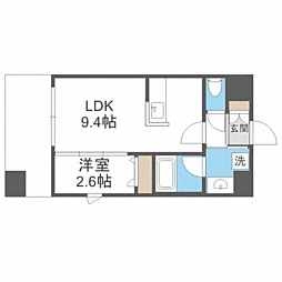 ラクラス博多 1LDKの間取図画像