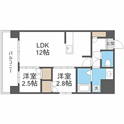 MODERNPALAZZO六本松Station 2LDKの間取図画像