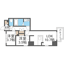 MODERN PALAZZO博多Bay 2LDKの間取図画像