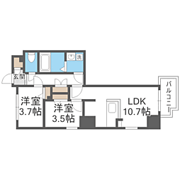 MODERN PALAZZO博多Bay 2LDKの間取図画像