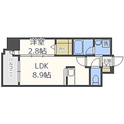 エンクレスト博多LIBERTY 1LDKの間取図画像