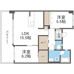 シェソワアンテイ 2LDKの間取図画像