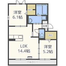 フェリオ 2LDKの間取図画像