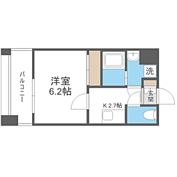 エンクレスト天神PORT 1Kの間取図画像