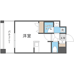 エンクレスト天神PORT ワンルームの間取図画像