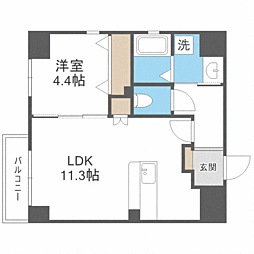 LIBTH天神東 1LDKの間取図画像