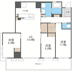 ラクレイス香椎照葉 3LDKの間取図画像