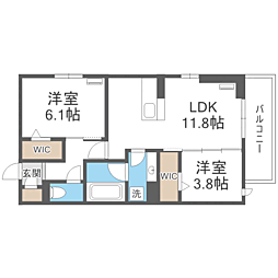 トリシア野多目I I 2LDKの間取図画像