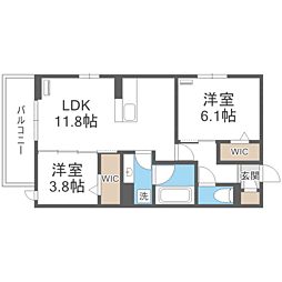 トリシア野多目I I 2LDKの間取図画像