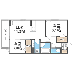 トリシア野多目I I 2LDKの間取図画像