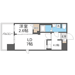 グランフォーレ博多駅東プレミア 1LDKの間取図画像
