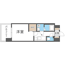 エンクレスト天神メルス2 1Kの間取図画像