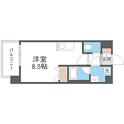 エンクレスト天神LIFE ワンルームの間取図画像